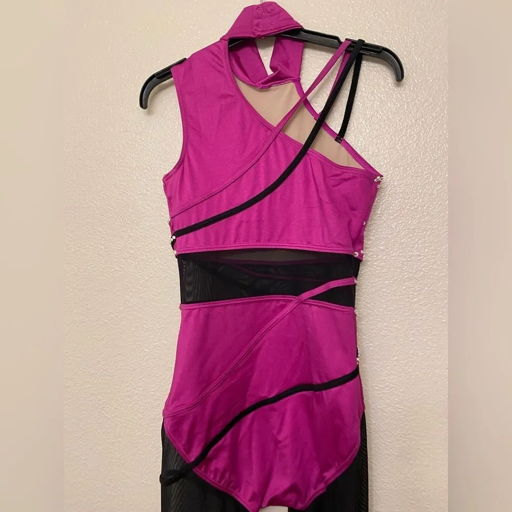WEISSMAN Dance Costume unitard mesh catsuit jumpsuit Fire For You 15852 SA